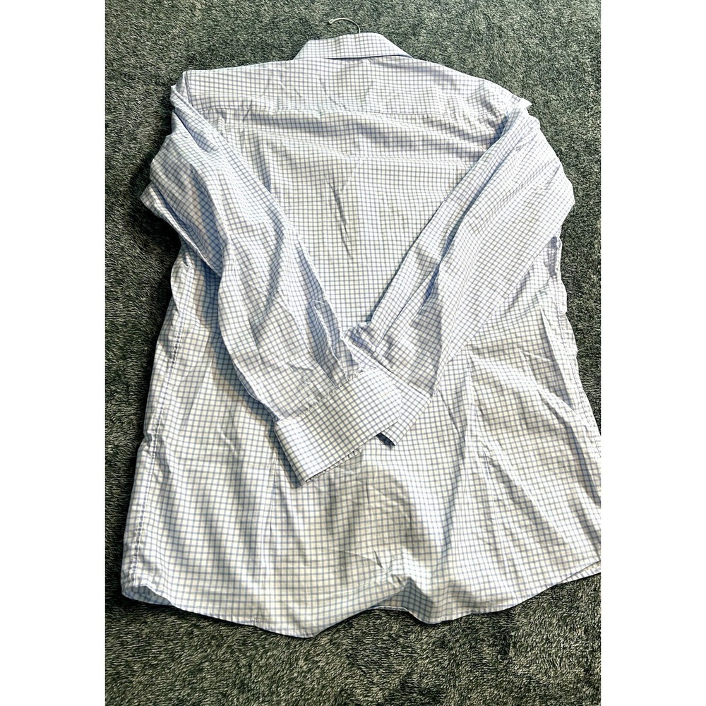Eton Contemporary Men's 39/15.5 Blue/White Checked Long Sleeve Shirt (R2) - Picture 5 of 5